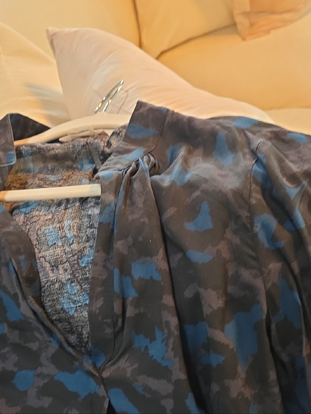 Zadig & Voltaire Blue and Black Abstract Print Button-Down Top